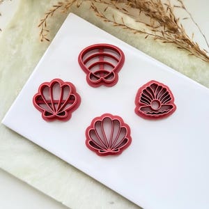 Clam shell style polymer clay cutter set, 4 designs for summer clay earring making