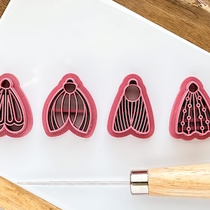 Moth Polymer Clay Cutter Set, 4 different boho style moth shapes, available in various sizes suitable for most clay projects!