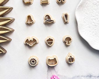 Small Halloween Clay Cutters, Set & Individual Cutters , Clay Tools, Polymer Clay Cutters, 13 Shapes in 2 Sizes