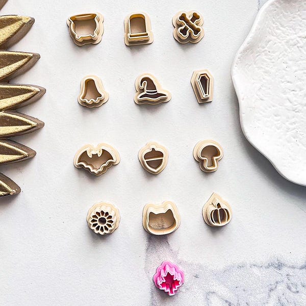 Halloween Polymer Clay Cutters: 13 Small Shapes For Jewellery And Fondant