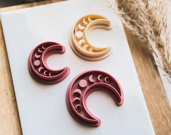 Crescent Moon Clay Cutter, Lunar Phase Imprint For Polymer Clay & Fondant, 5 Sizes