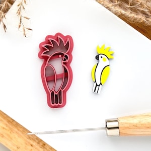 Cockatoo Bird Clay Cutter, Tropical bird cutter for polymer clay, bird cutter for silver clay, summer clay cutter, Various Sizes, UK Made