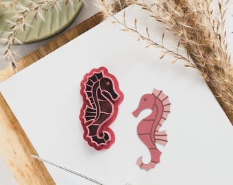 Seahorse Clay Cutter with Imprint Details, Polymer Clay, Various Sizes
