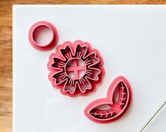 Flower polymer clay cutter set of 3 cutters, 5 sizes available