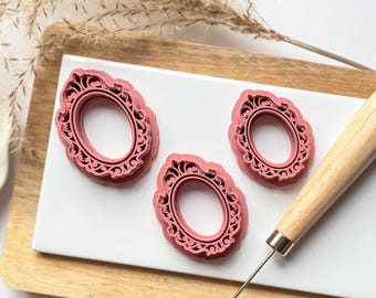Vintage Frame Cutter For Polymer Clay, Ornate Embossed Design