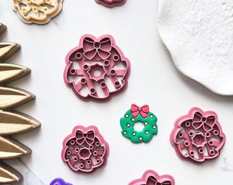 Christmas Wreath Clay Cutter, Festive Winter Design, UK Made