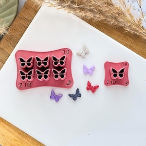 Ausstechform Mini Schmetterling, Set mit 6 Miniaturausstechern oder Einzelausstecher von 1 cm mit einer Abdrucktiefe von 2 mm