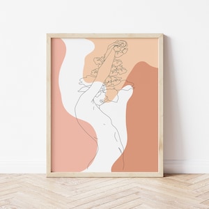 Boho printable wall art | woman | flowers | minimalist