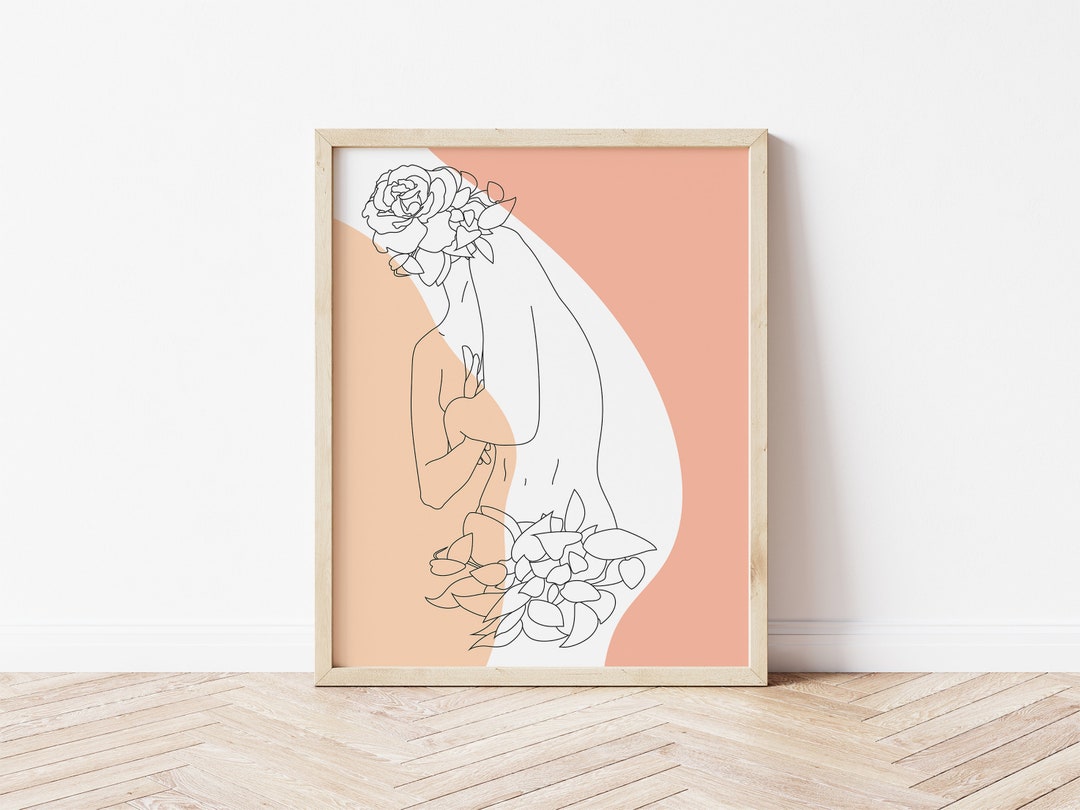 Boho Printable Wall Art | Woman | Flowers | Minimalist - Etsy