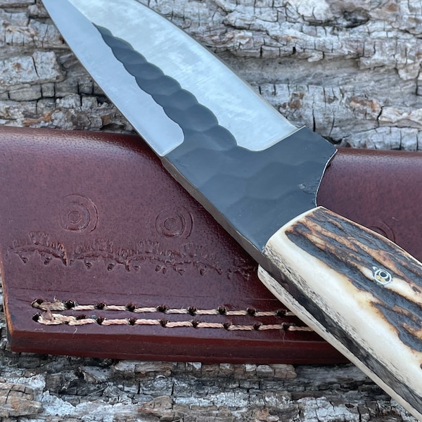 1776 Cutlery D2 steel Stag handle fixed blade with sheath EDC