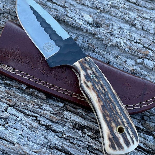 1776 Cutlery D2 steel Stag handle fixed blade with sheath EDC