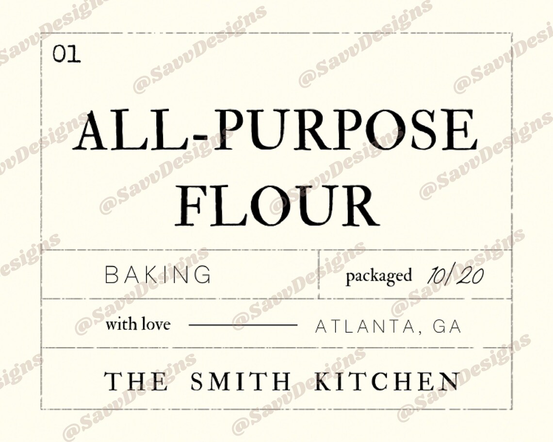 Custom Baking Ingredient Labels Vintage Modern Style Etsy
