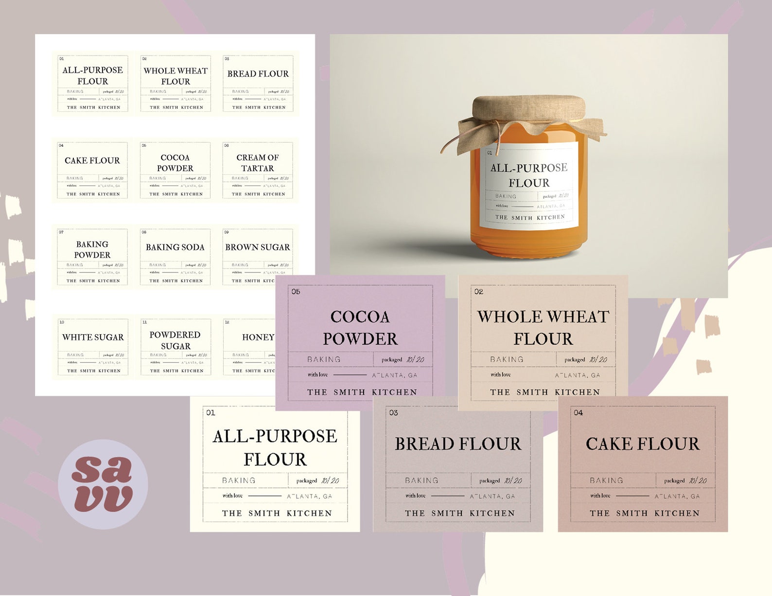 Custom Baking Ingredient Labels Vintage Modern Style Etsy
