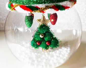 Christmas Snow Globe, Christmas Lights Snow Globe, Kids Christmas Globe, Christmas Tree Lights, Christmas Ornament for Kids, Glitter Xmas