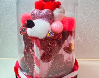 I Love You Cloche, Love Snow Globe, Love Decor, Love Anniversary Gift, Heart Present