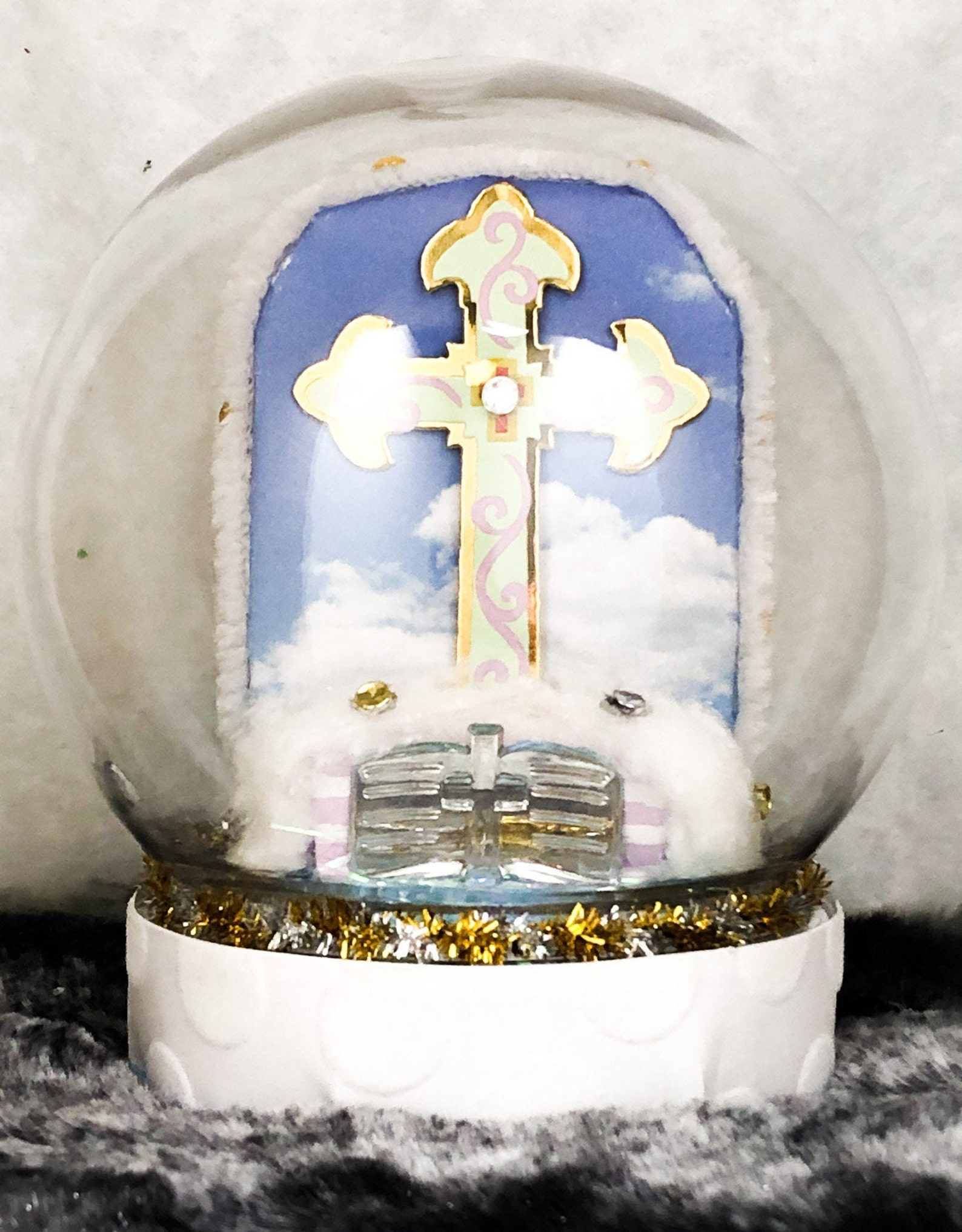 CHRISTIAN Holy Cross Religious Snow Globe Bible and Cross Etsy