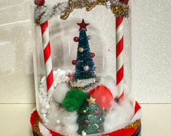 CHRISTMAS Cloche, Xmas Home Decor, Christmas Snow Globe, Bejeweled Reindeer, Holiday Office Gift, Christmas Tabletop Decor, Personalized