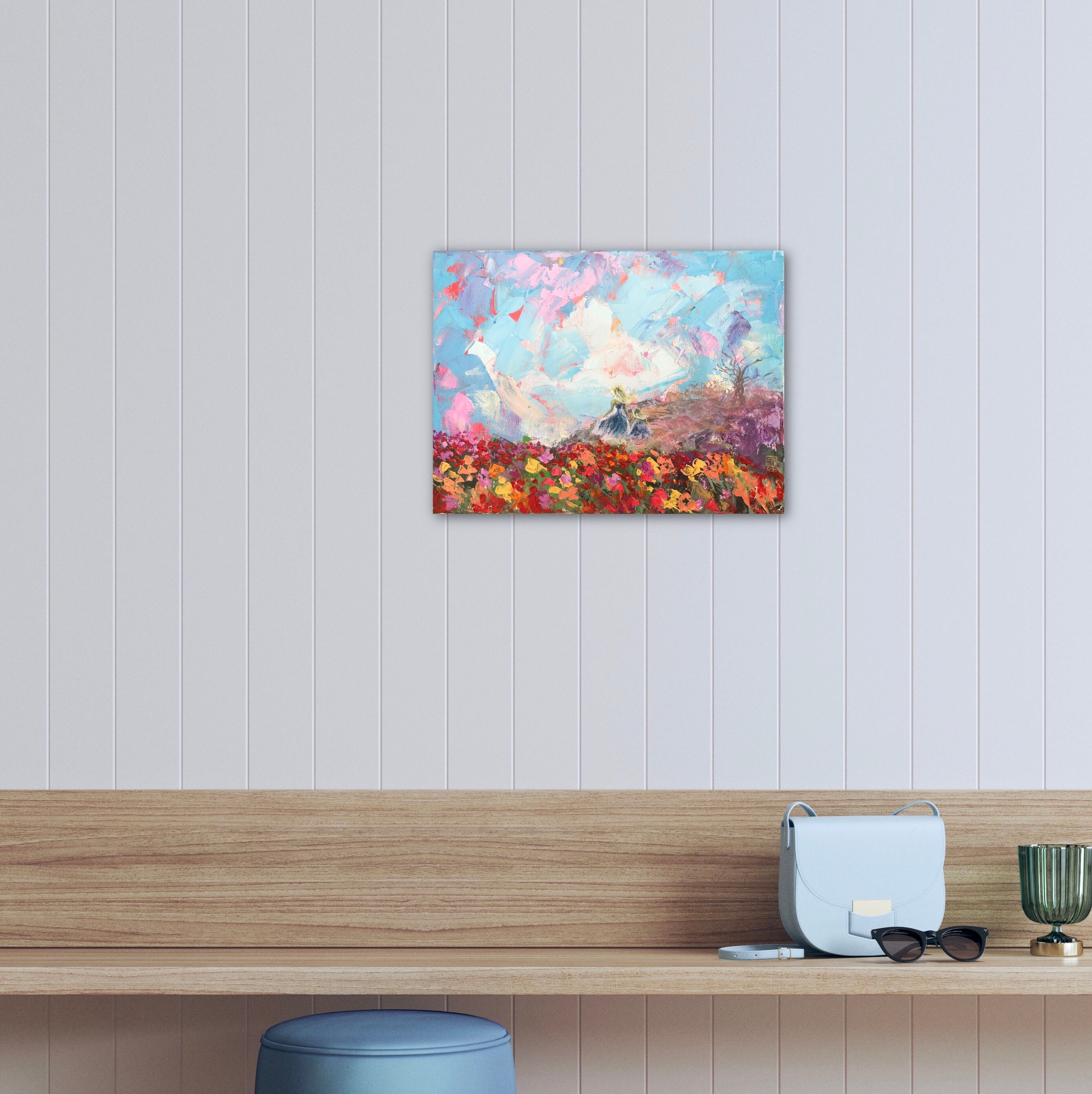 Mother and Daughter Painting Original Canvas Art Landscape | Etsy