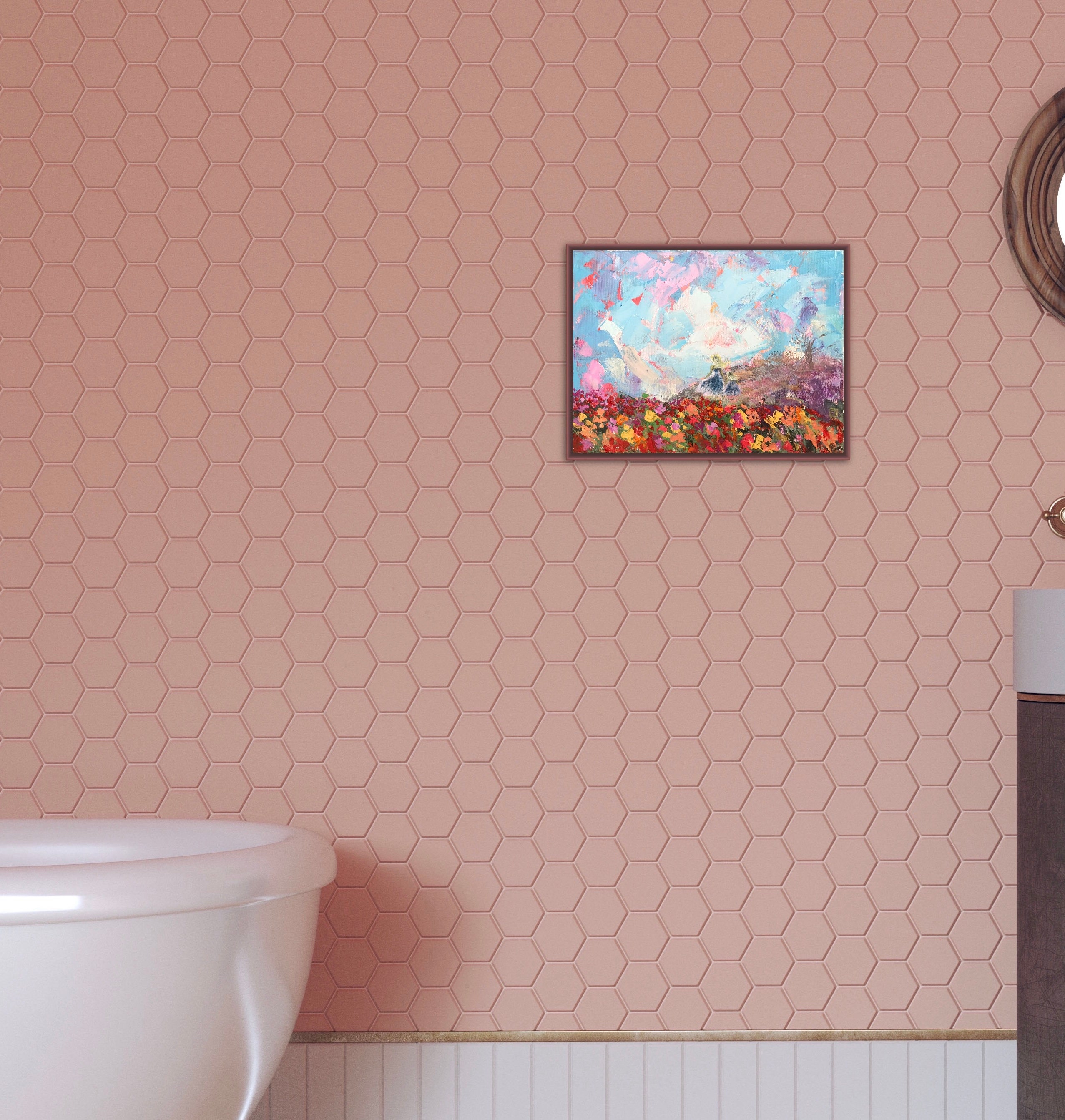 Mother and Daughter Painting Original Canvas Art Landscape | Etsy