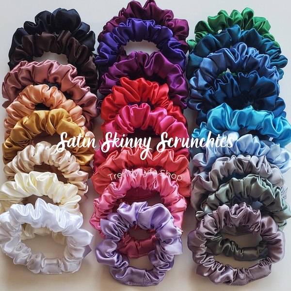 Skinny Satin Scrunchies| Hair Ties| Bridesmaid Scrunchies| Bridal Party Favors| Gifts for any Occasion