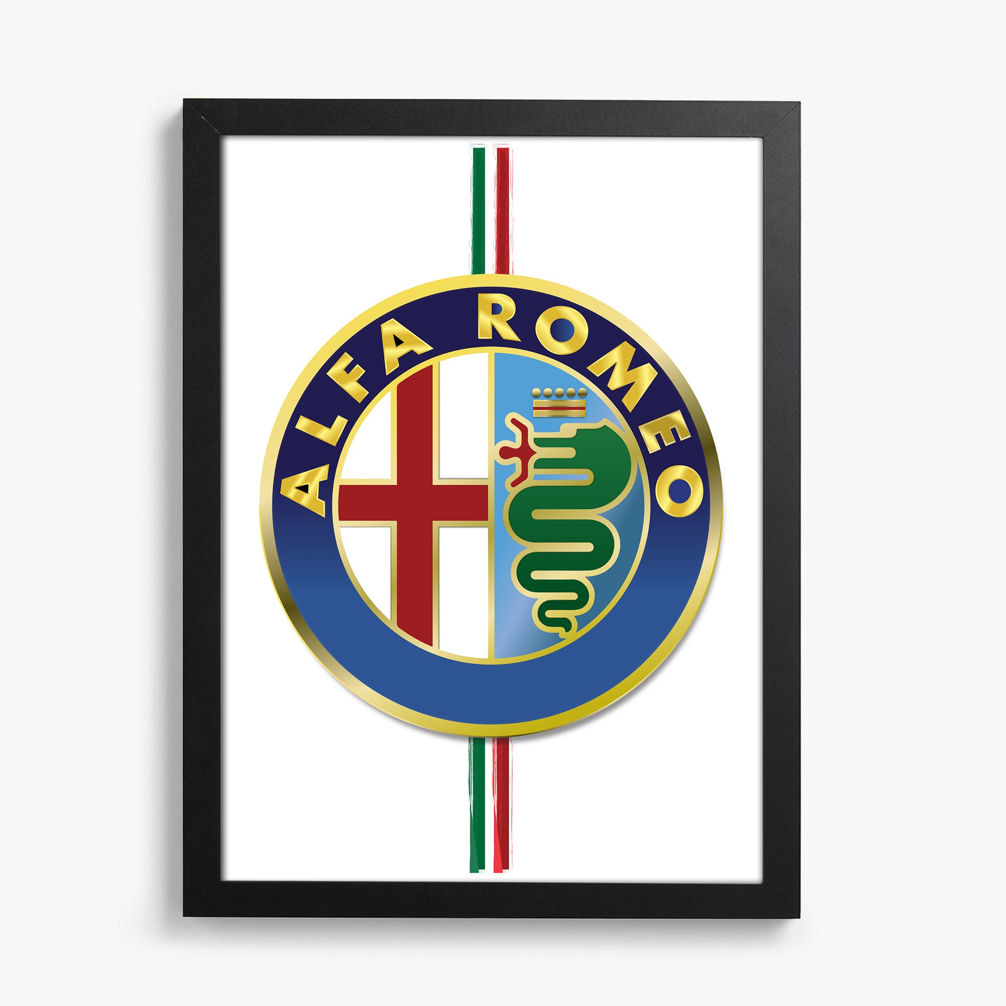 Vintage Alfa Romeo Badge Printed on bright white matt coated premium paper. Vector illustrations, Poster, Car print, Birthday, Fathers day