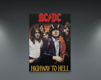 ACDC Poster Print Vintage Wall Art Canvas Back in Black Rock Band Poster High Voltage Music Art ACDC Lustre Poster Highway To Hell