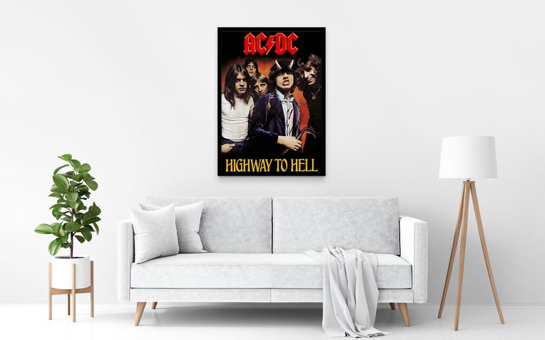 ACDC Poster Print Vintage Wall Art Canvas Back in Black Rock Band Poster High Voltage Music Art ACDC Lustre Poster Highway To Hell