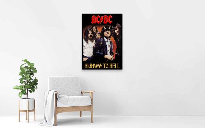 ACDC Poster Print Vintage Wall Art Canvas Back in Black Rock Band Poster High Voltage Music Art ACDC Lustre Poster Highway To Hell