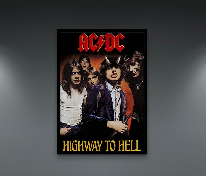 ACDC Poster Print Vintage Wall Art Canvas Back in Black Rock Band Poster High Voltage Music Art ACDC Lustre Poster Highway To Hell