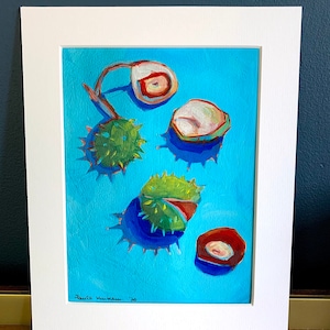 Conkers print in blue