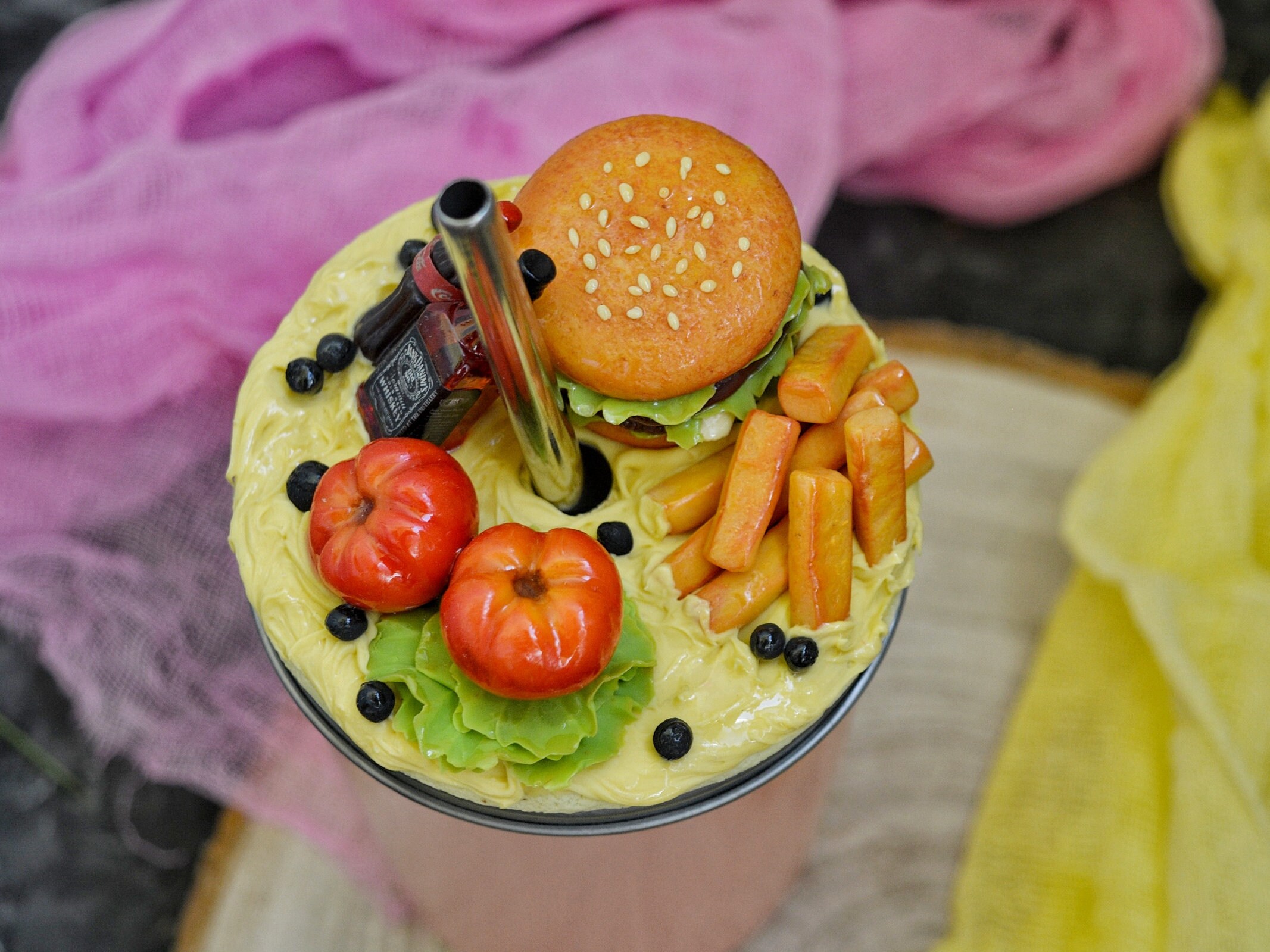 Smoothie mug with polymer clay decor with fast food and a Etsy