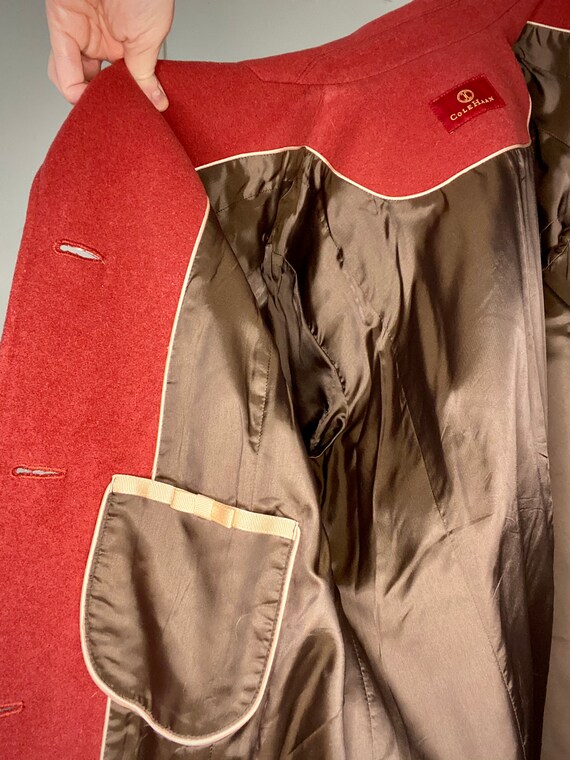 Brick Red c.2000 Cole Haan designer Wool Coat - image 7