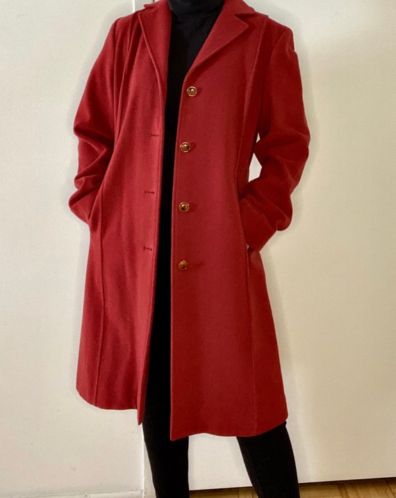 Brick Red c.2000 Cole Haan designer Wool Coat - image 1