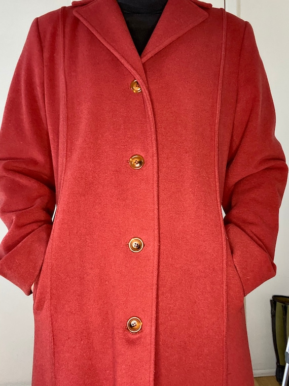 Brick Red c.2000 Cole Haan designer Wool Coat - image 6