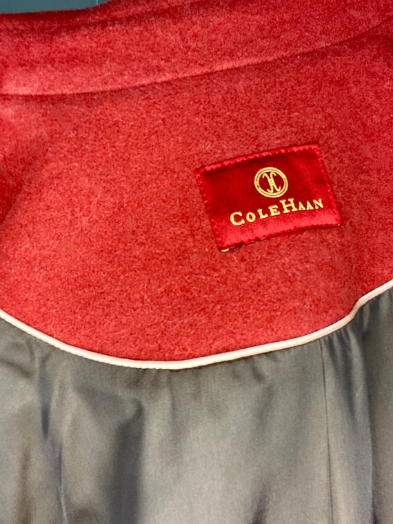 Brick Red c.2000 Cole Haan designer Wool Coat - image 8