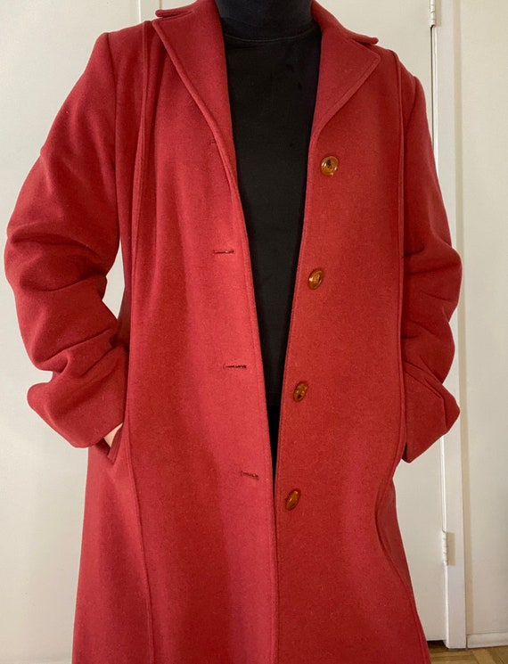 Brick Red c.2000 Cole Haan designer Wool Coat - image 2