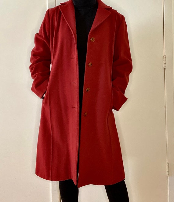 Brick Red c.2000 Cole Haan designer Wool Coat - image 3