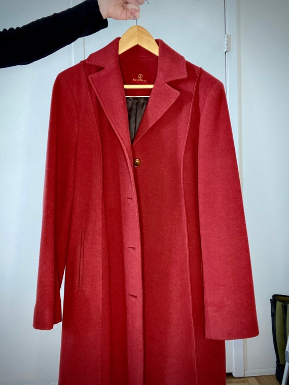 Brick Red c.2000 Cole Haan designer Wool Coat - image 9