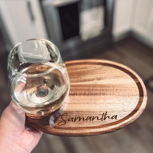 Wine Appetizer Snack Plate, Cheese Board Wine Holder, Wine Charcuterie Board, Personalized Appetizer Plate, Wine and Cheese Board,Snack Tray