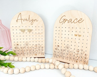 Personalized Jewelry Display, Personalized Earring Holder, Wood Jewelry Stand, Jewelry Tree, Jewelry Organizer, Girls Earring Stand