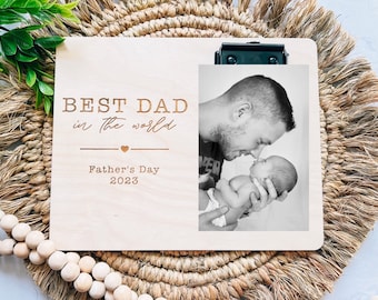 Fathers Day Gift for Dad, Best Dad In The World Picture Frame, Fathers Day Wood Frame, First Fathers Day Gift, Personalized Picture Frame