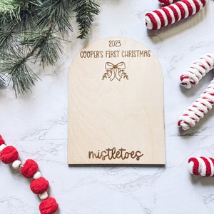 Baby’s First Christmas Keepsake Sign, Mistletoes Baby Footprint Sign, Christmas Baby Keepsake, Christmas Craft for Kids,First Christmas Gift