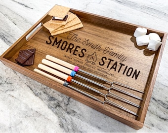 Personalized S'mores Board, S'mores Prep Tray, Personalized S'mores Station, S'more Charcuterie Board, S'Mores Kit Gift, S'mores Tray