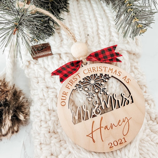 First Christmas as Mr. and Mrs. Ornament, Newlywed Ornament, Personalized Mr. and Mrs. Ornament, Last Name Ornament, 2025 Wedding Ornament