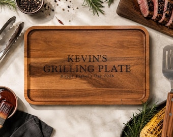 Custom Grilling Plate for Grandpa or Dad, Personalized Grilling Tray, Mens BBQ Gift for Him, Personalized Grill Gift