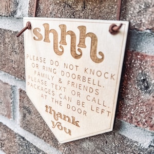 Please Do Not Knock or Ring Doorbell, Door Sign, Do Not Disturb Sign, Sleeping Baby Sign, Baby Sleeping Don’t Knock Doorbell Sign