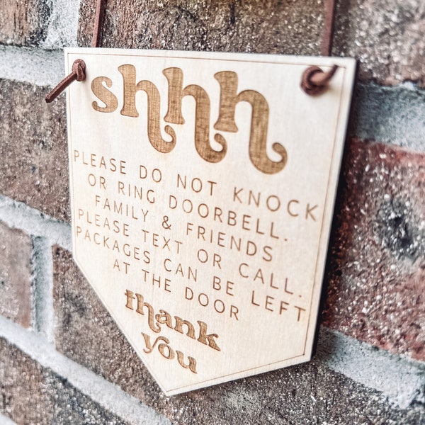 Please Do Not Knock or Ring Doorbell, Door Sign, Do Not Disturb Sign, Sleeping Baby Sign, Baby Sleeping Don’t Knock Doorbell Sign