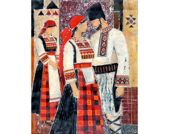 Encaustic Art - Painting with Wax - Bulgarian Folk - Dance Series
