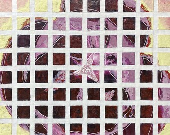 4 Original Wax Wall Art, Each: 24x24 inch, Unframed Encaustic Abstract Tulips Paintings on Wood, Nature, Flowers in Yellow/Orange/Red/Purple