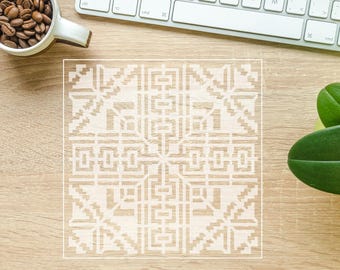 Folk Embroidery Mylar Stencil: Heat Resistant Encaustic Art (12x12 inches)